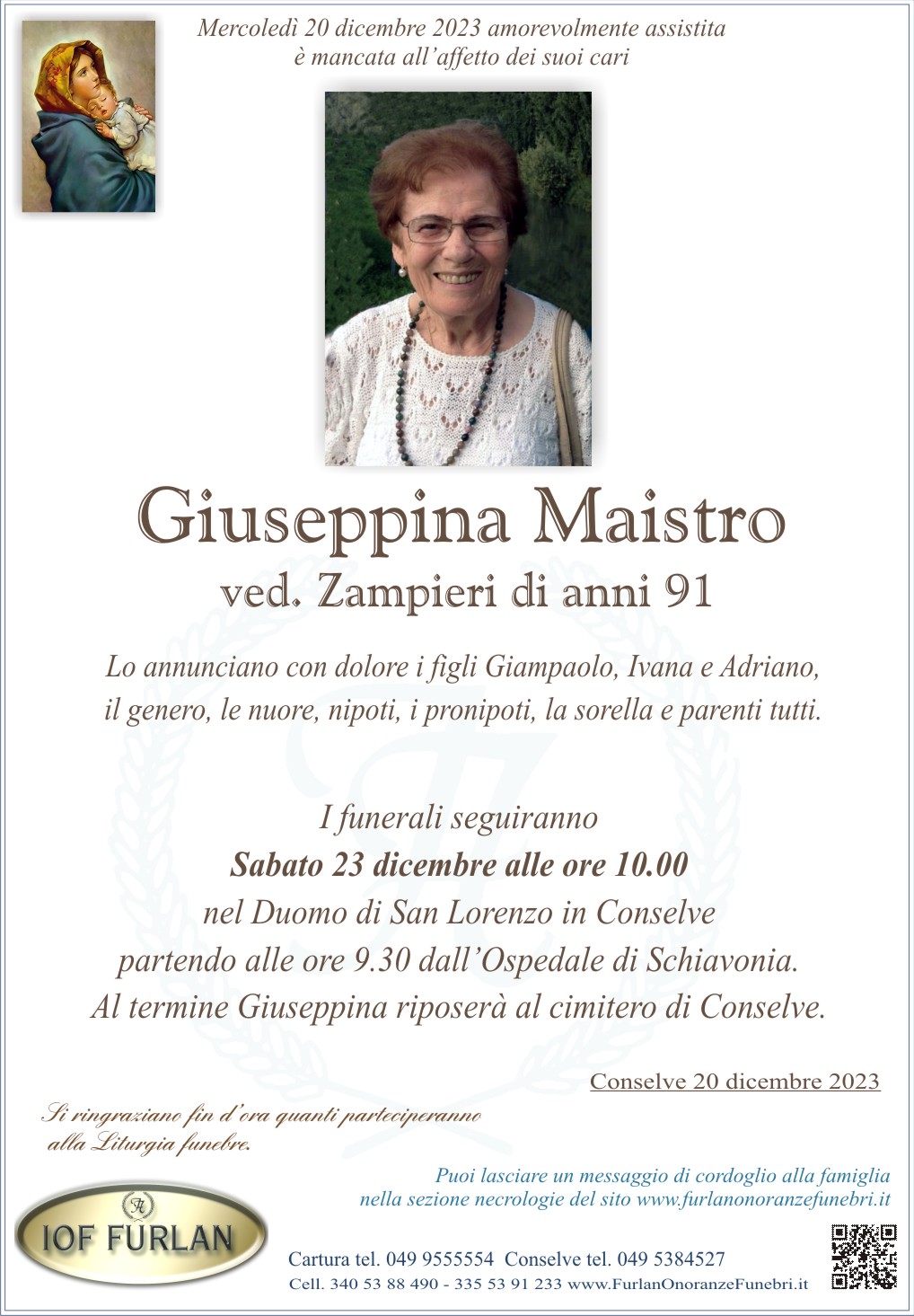 Epigrafe Giuseppina Maistro