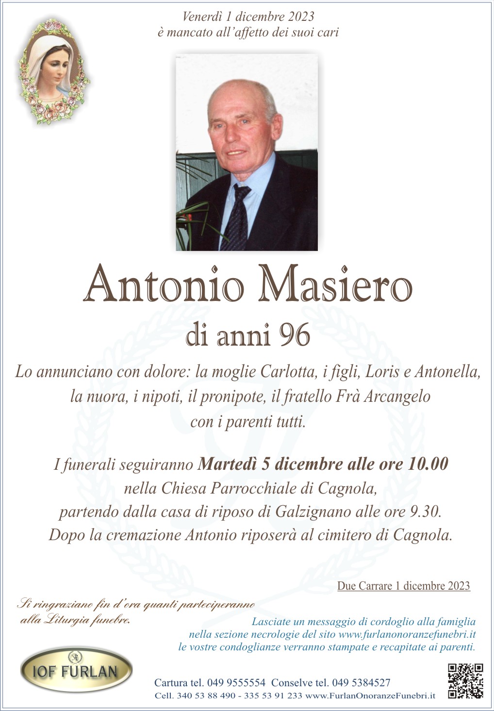 Epigrafe ANTONIO MASIERO