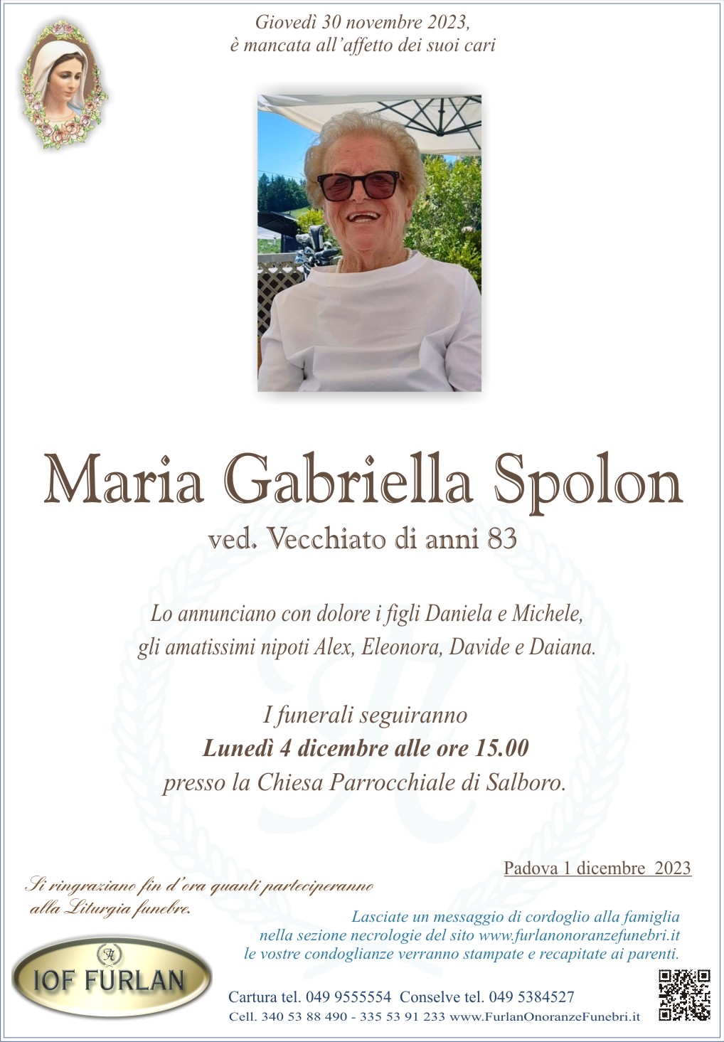 Epigrafe MARIA GABRIELLA SPOLON