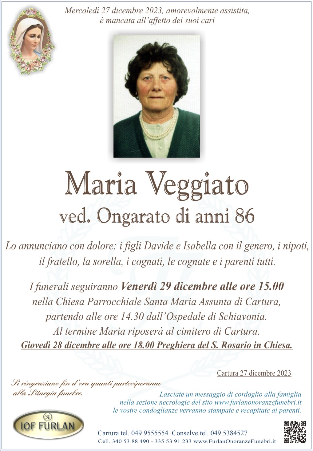 Epigrafe Maria Veggiato