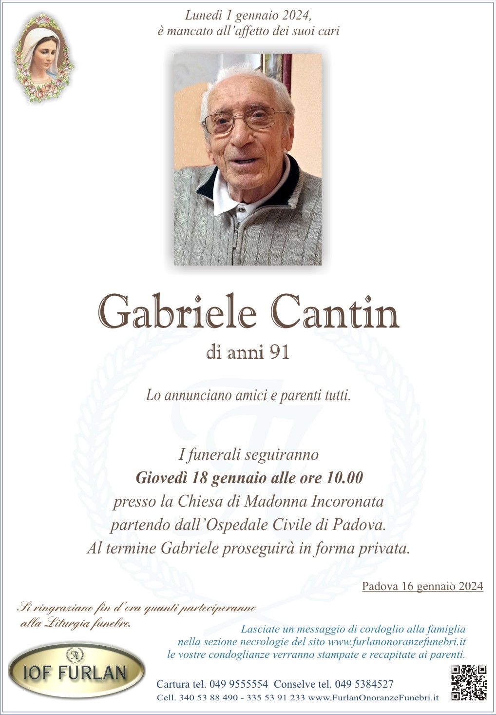 Epigrafe Gabriele Cantin