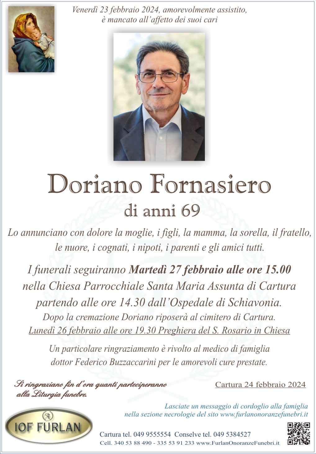 Epigrafe Doriano Fornasiero