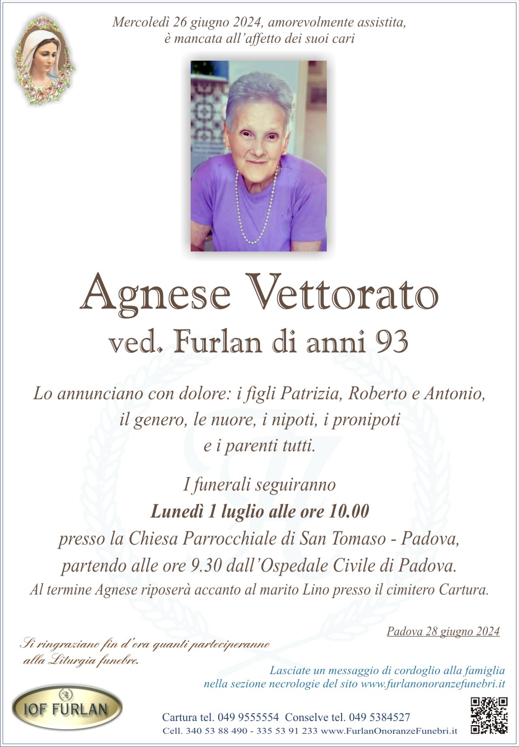 Epigrafe Agnese Vettorato