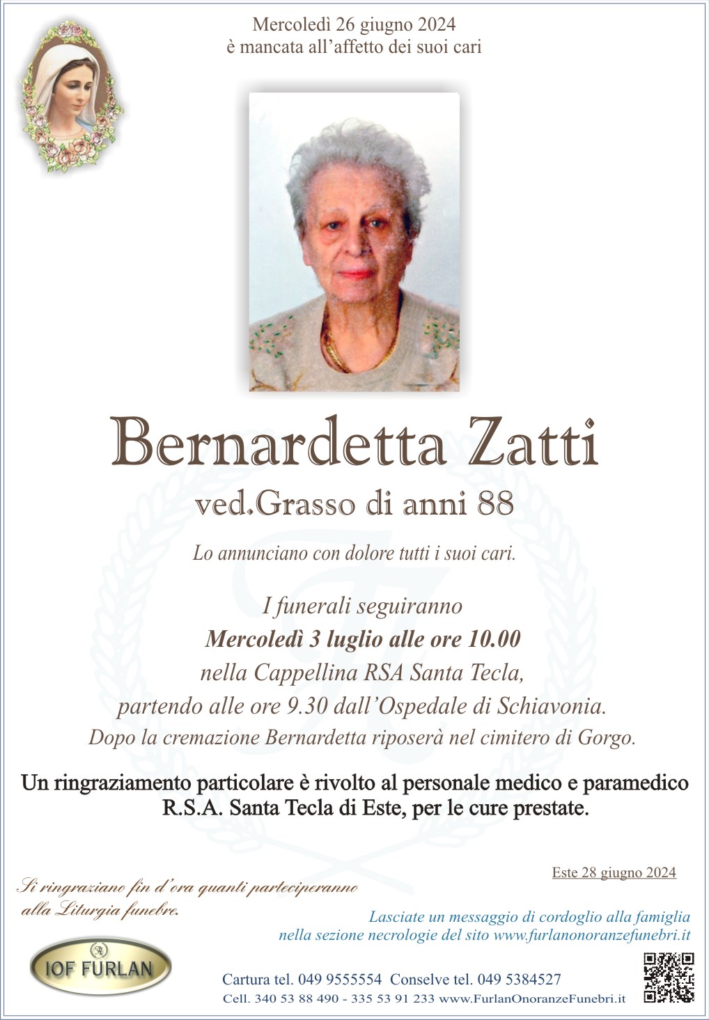 Epigrafe Bernardetta Zatti