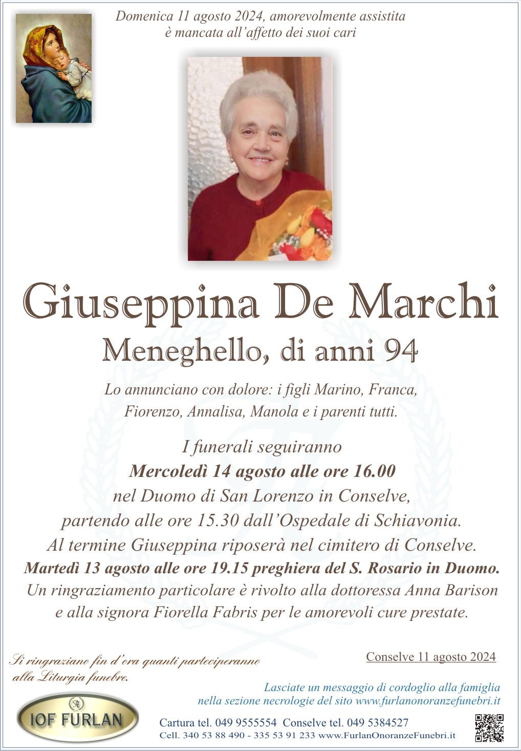 Epigrafe Giuseppina De Marchi