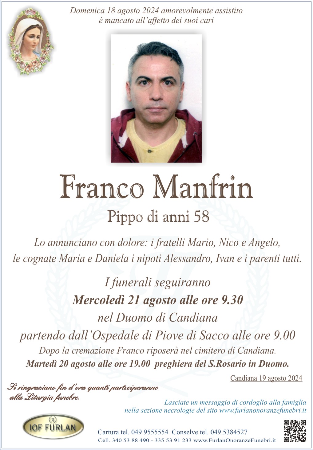 Epigrafe Franco Manfrin