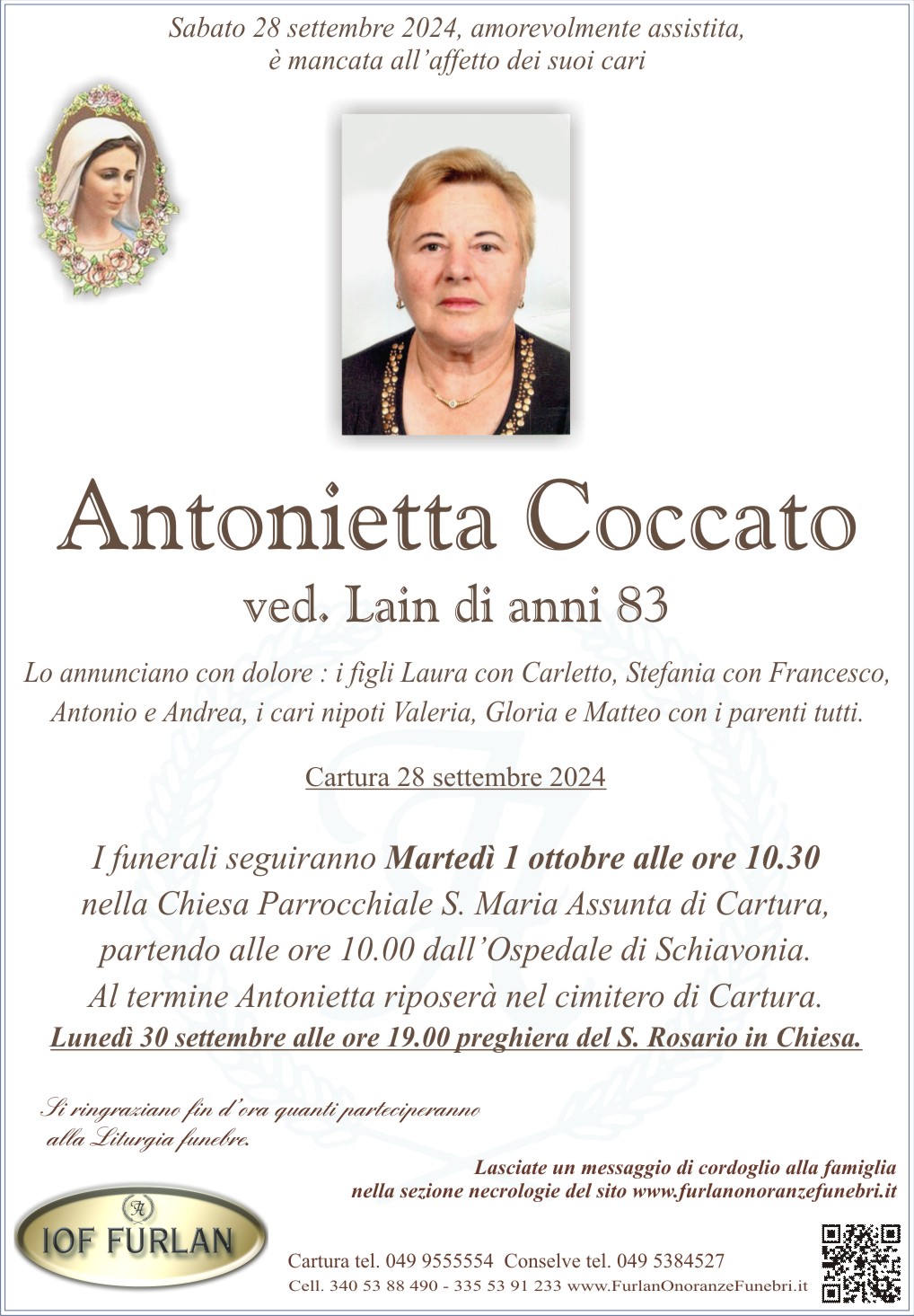 Epigrafe Antonietta Coccato