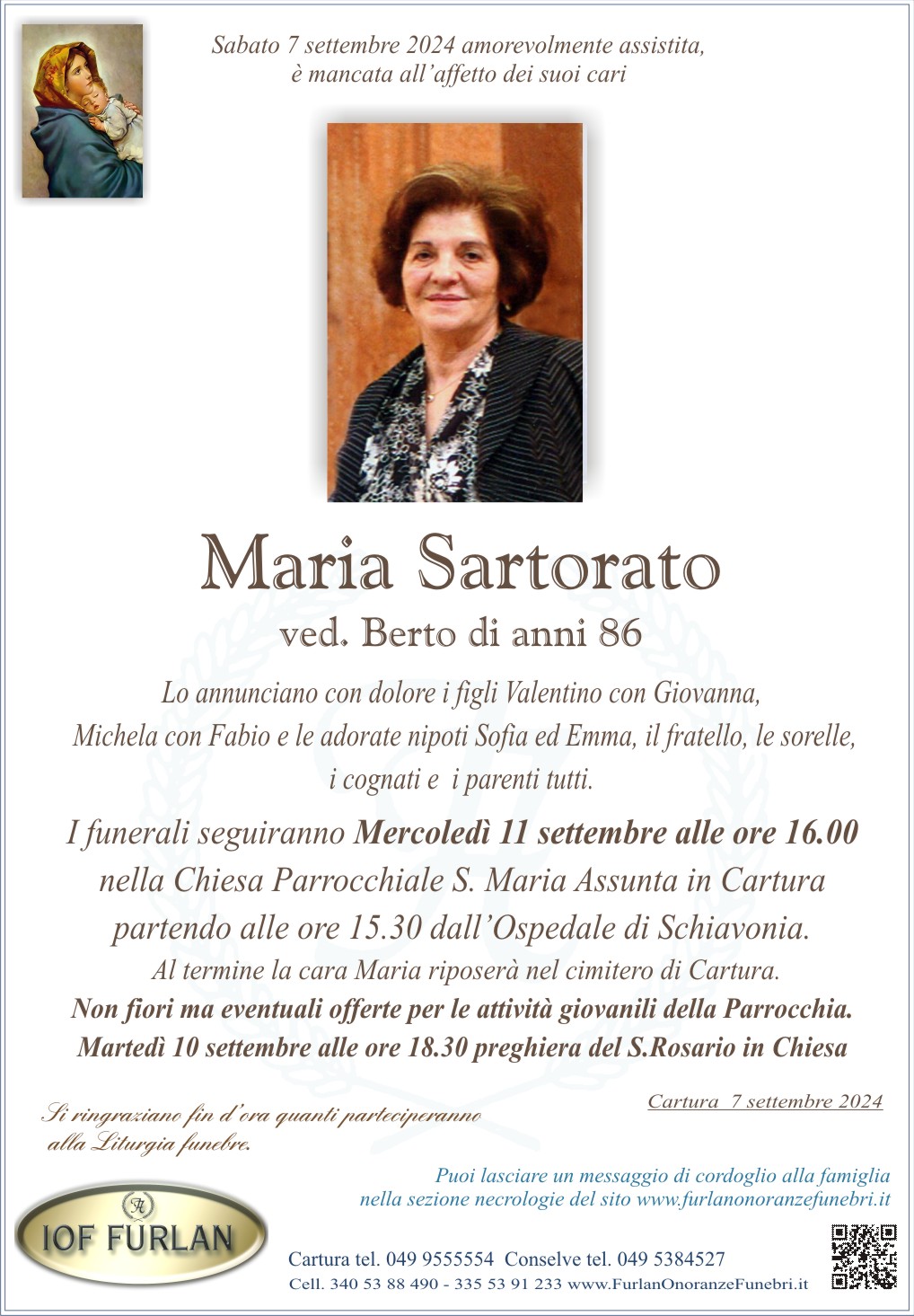 Epigrafe Maria Sartorato