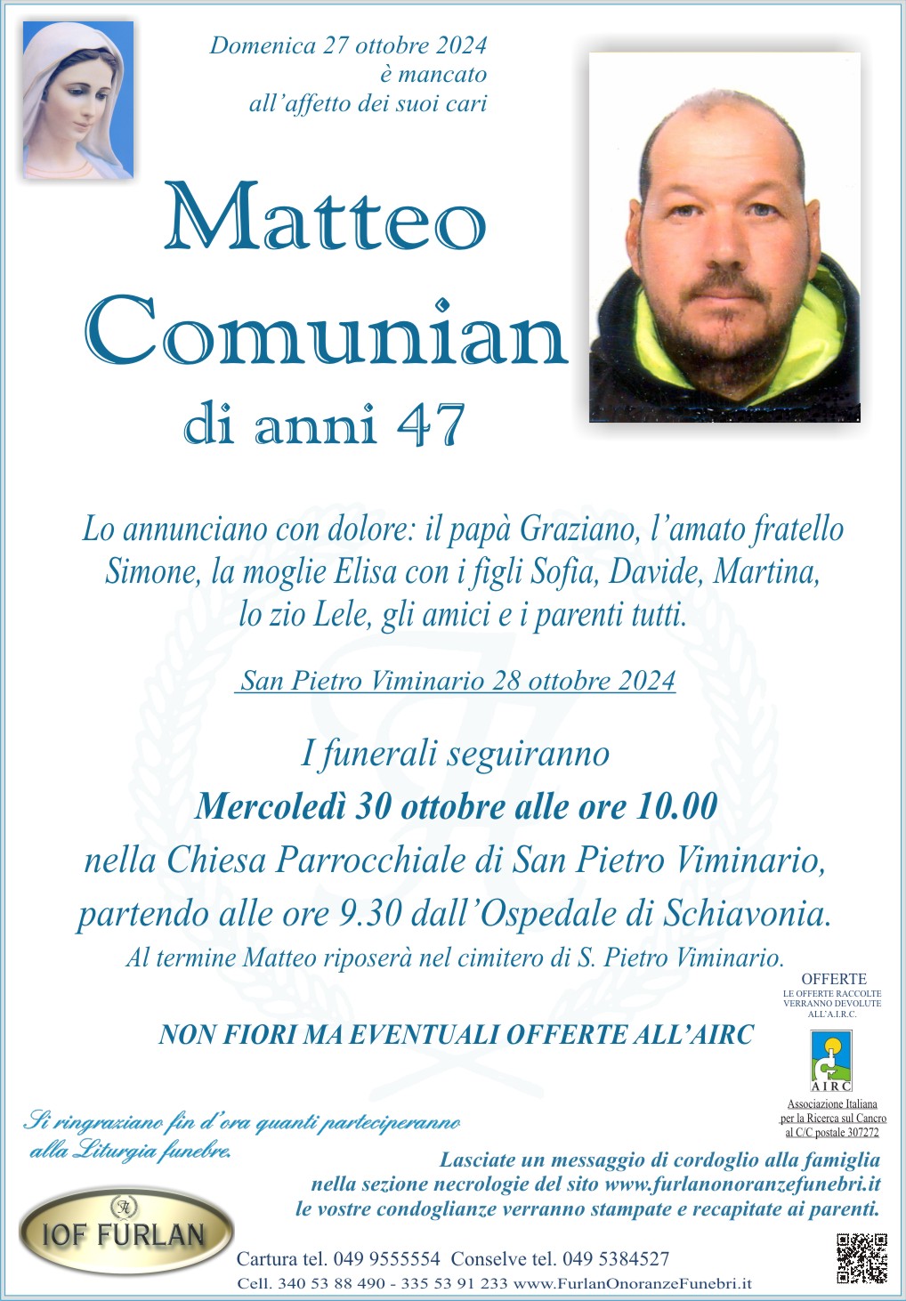 Epigrafe Matteo Comunian