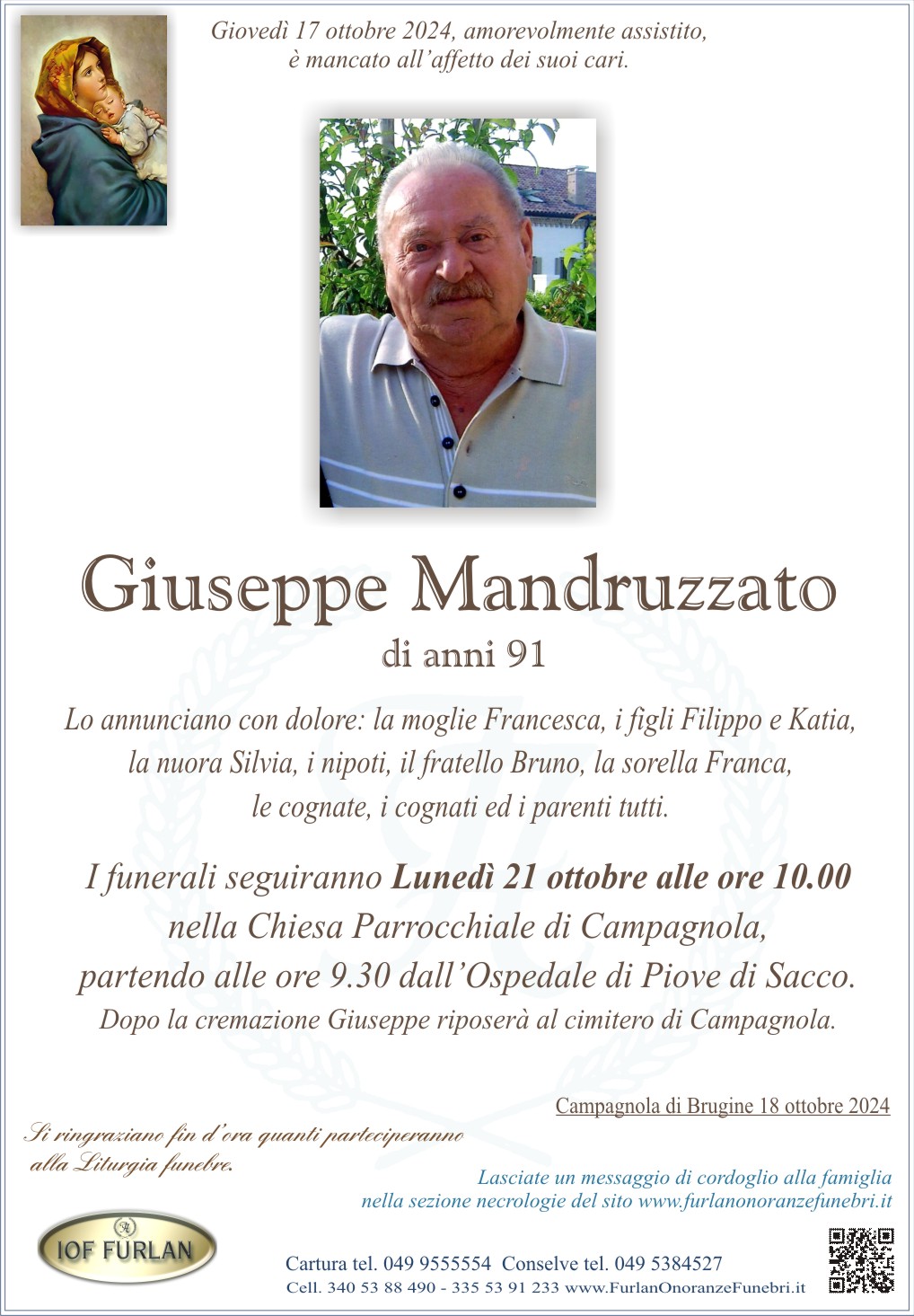 Epigrafe Giuseppe Mandruzzato