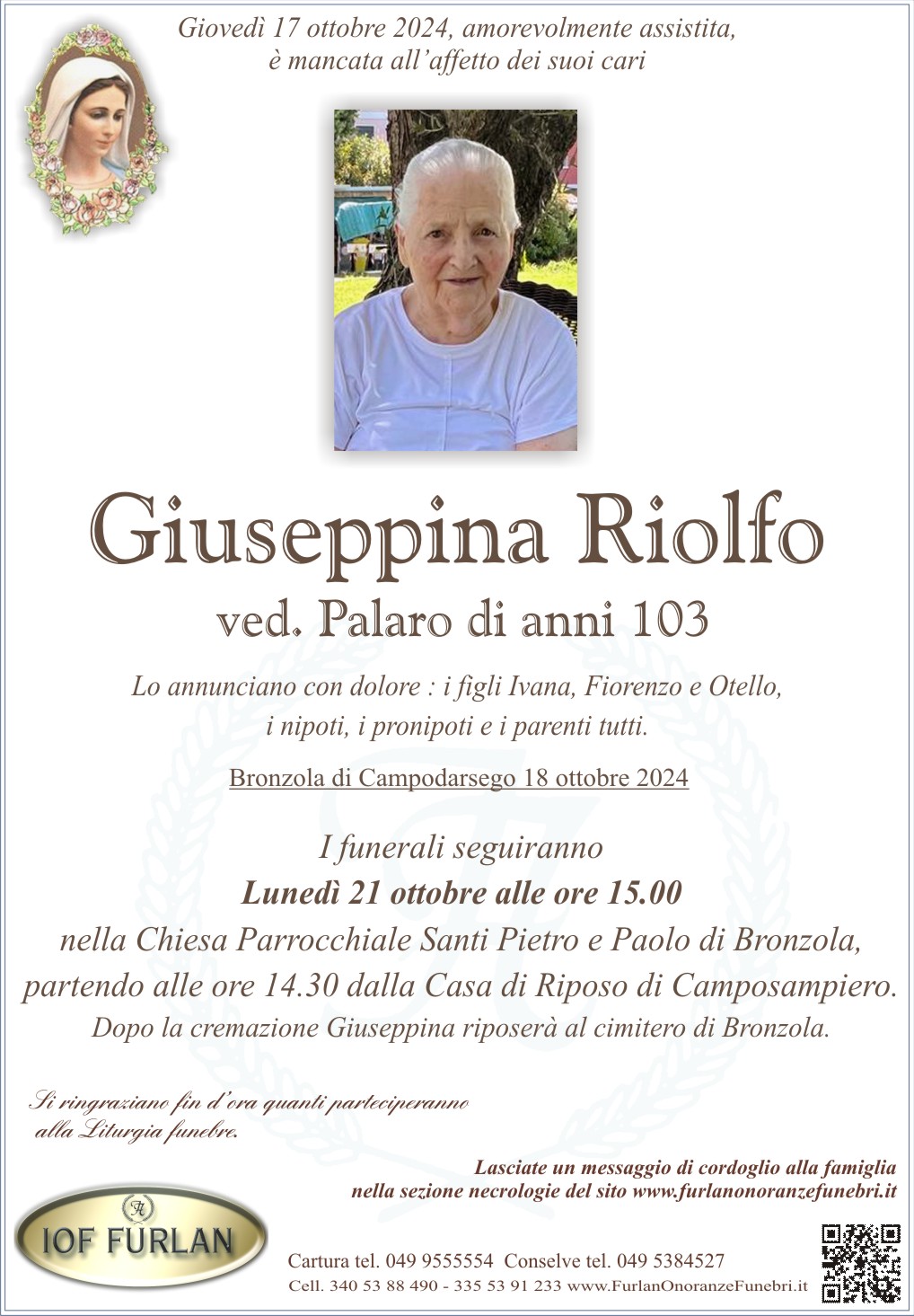 Epigrafe Giuseppina Riolfo