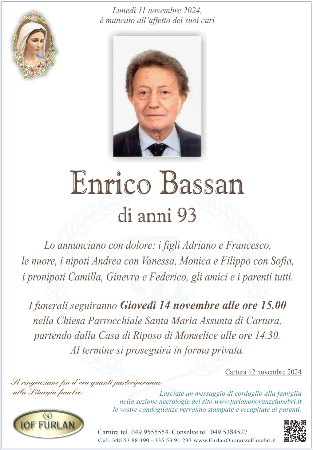 Epigrafe Enrico Bassan